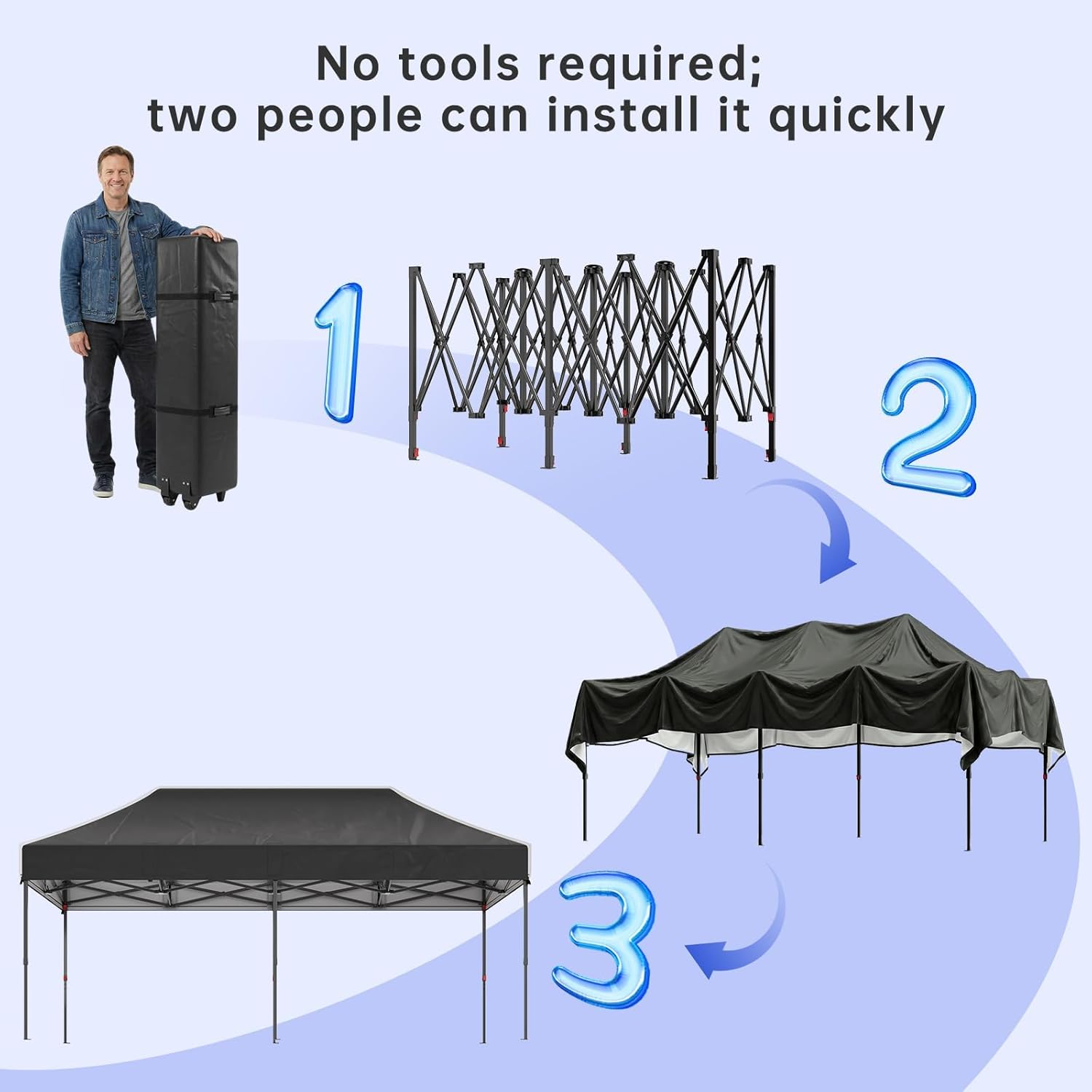 JUMMICO - Pavillon pliable série extrême - 3x6m - toit pointu, Oxford 110g, fixation renforcée, rangement, stabilité