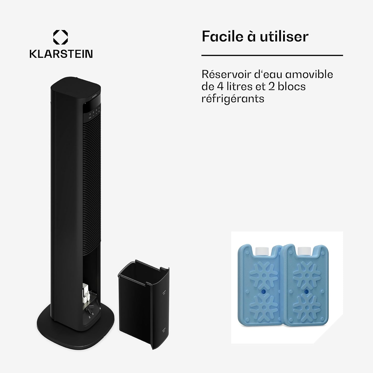 Klarstein - Rafraichisseur d’air, 4L, 8 vitesses, 35m², mobile