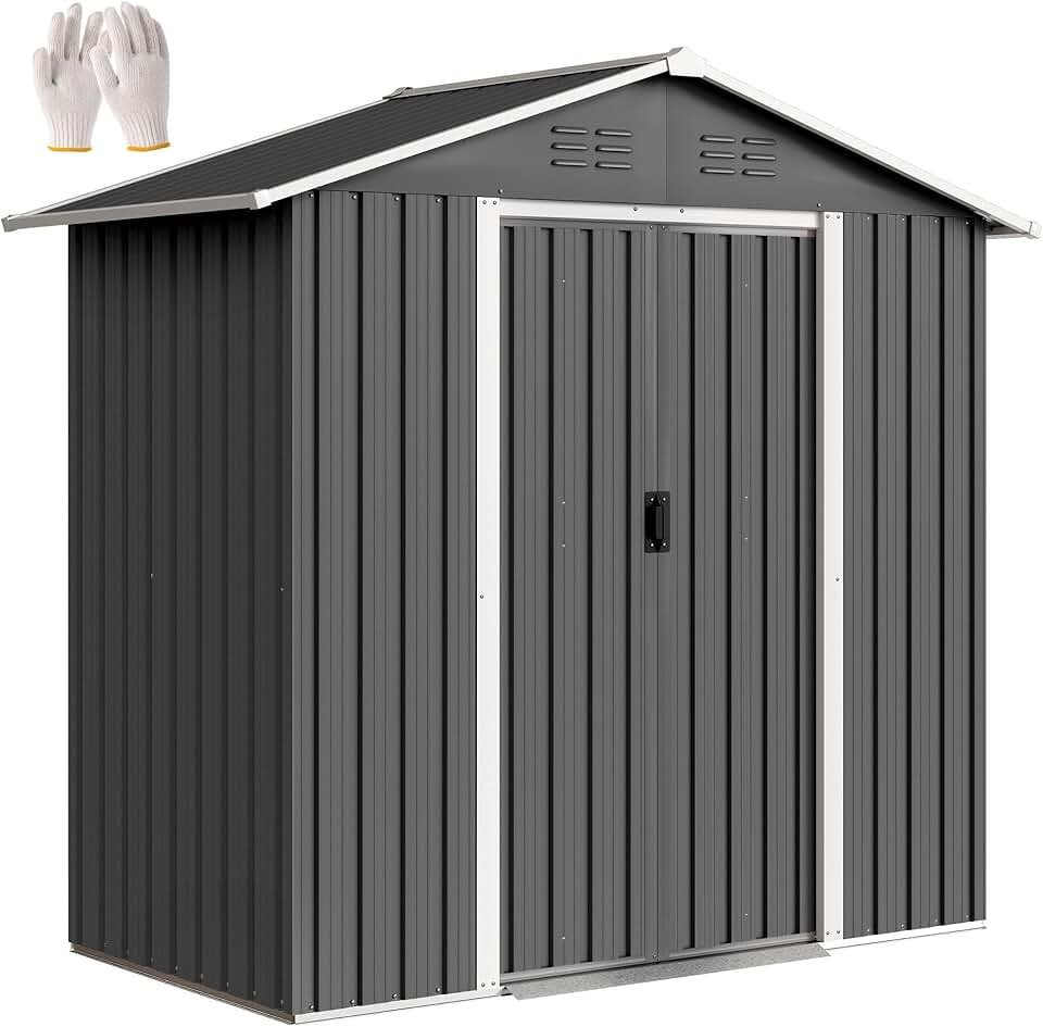 Outsunny - abri de jardin métal 1,8 m² - 194x107x191 cm, portes coulissantes, 4 aérations