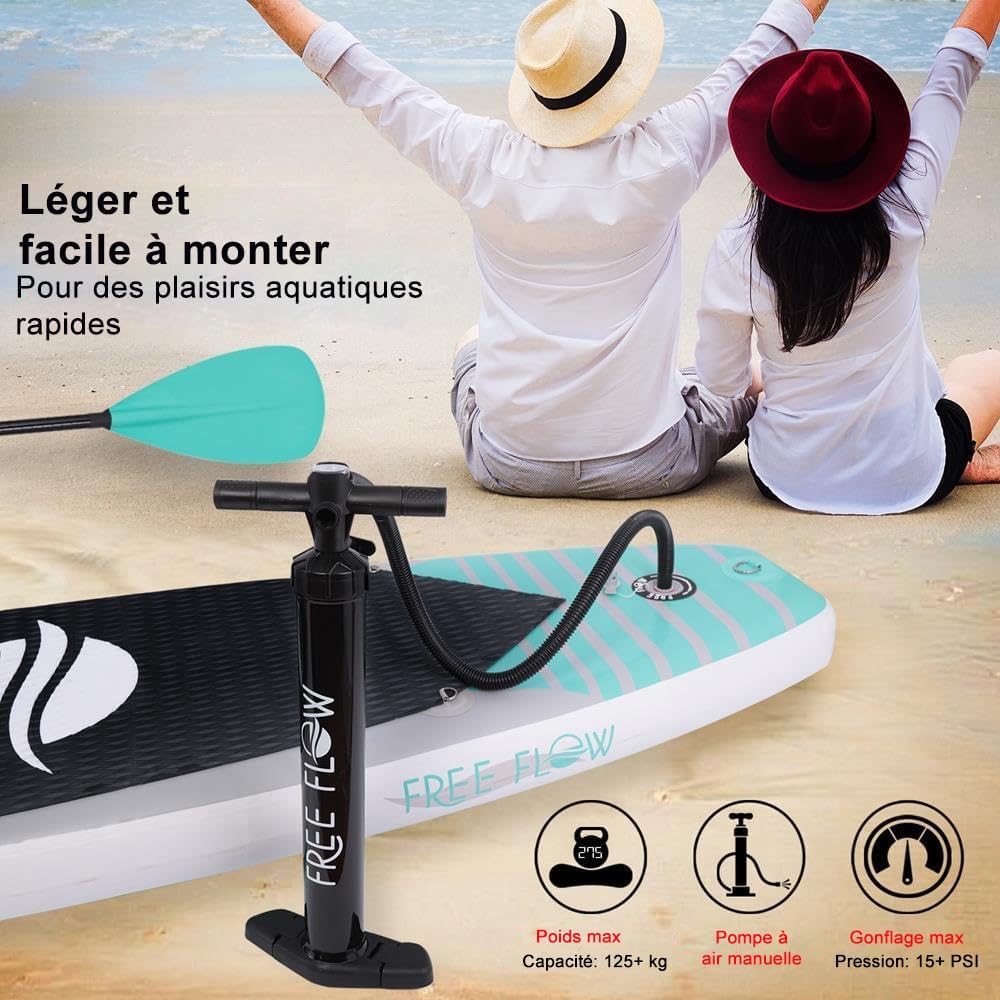 SereneLife Stand Up Paddle Gonflable Adulte 6” – Planche de Paddle avec Accessoires Sup, Sac de Transport, Pont Antidérapant, pour Mer, Lac, Rivière