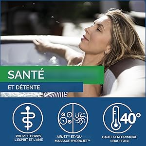 Le texte se lit comme suit : « SANTÉ ». Infographie sur le thème des soins de santé avec une palette de couleurs bleu et vert, avec des icônes médicales et des symboles pour différents services de santé.
