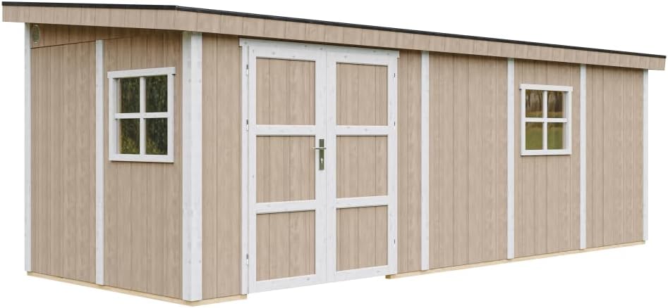 Timbela - Abri de jardin Premium - 14,3m² - Panneaux Smartside - M941B-TERRA