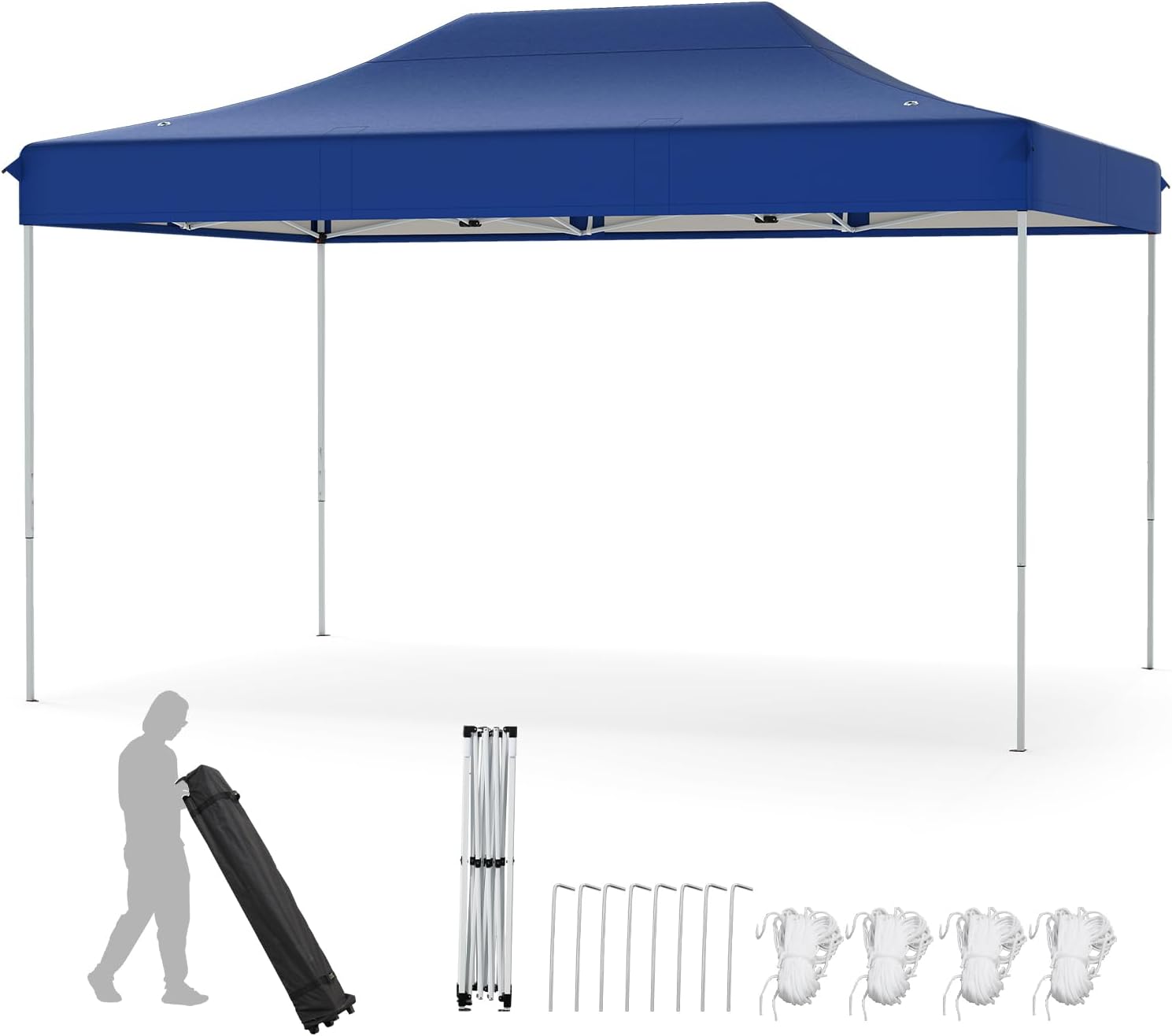 GOPLUS - Barnum pliante série jardin, 3x4,5 m, imperméable, réglable, transport, 3x4,5 M-Bleu