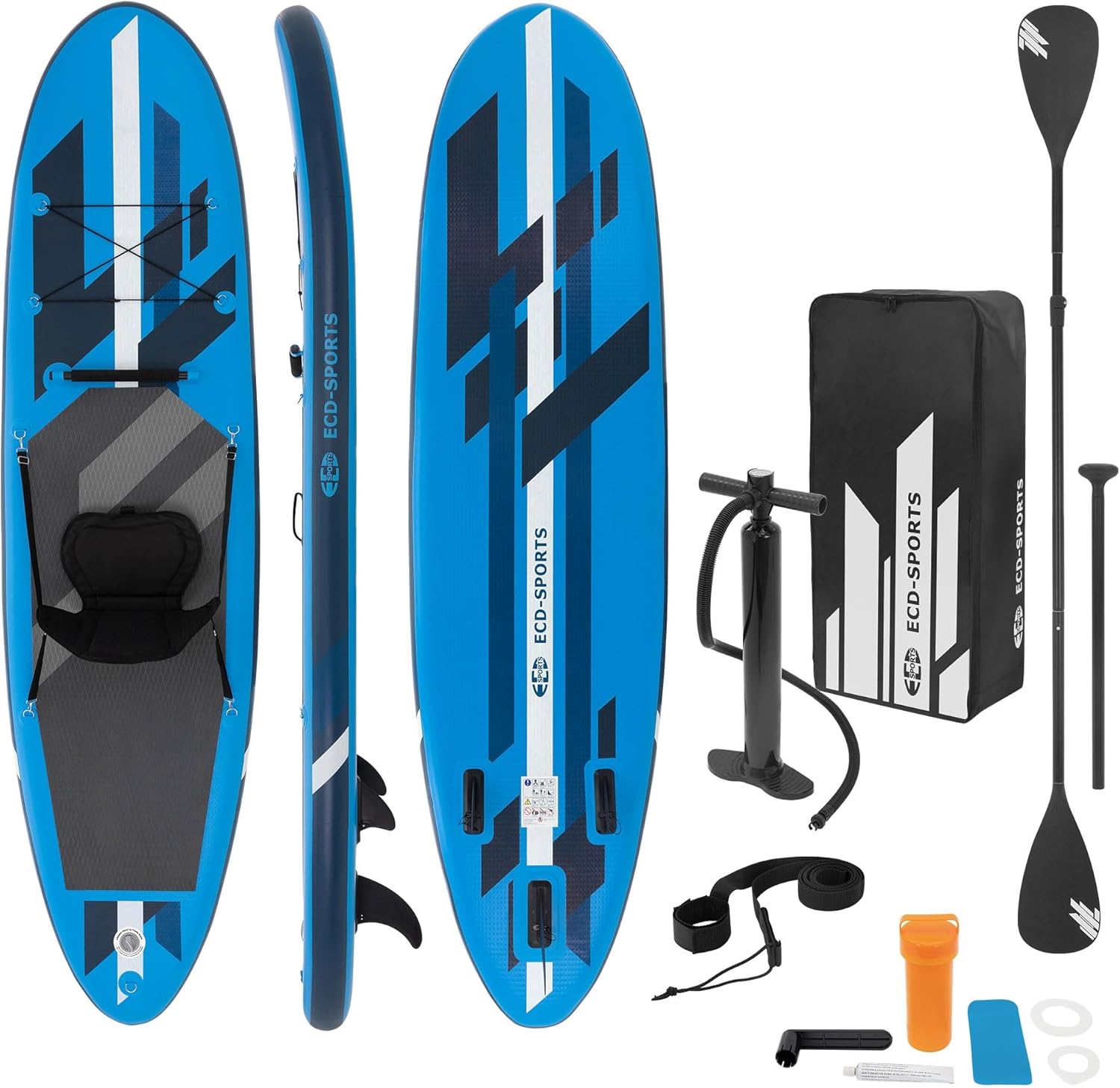 ECD Germany Stand Up Surf Paddle Board Gonflable 305/308/320/380 cm | PVC | jusqu'à 120/150 kg | Épaisseur 10/15 cm | Planche de Surf Pagaie Sac de Transport Pompe à Air | Diverses Couleurs Modèles