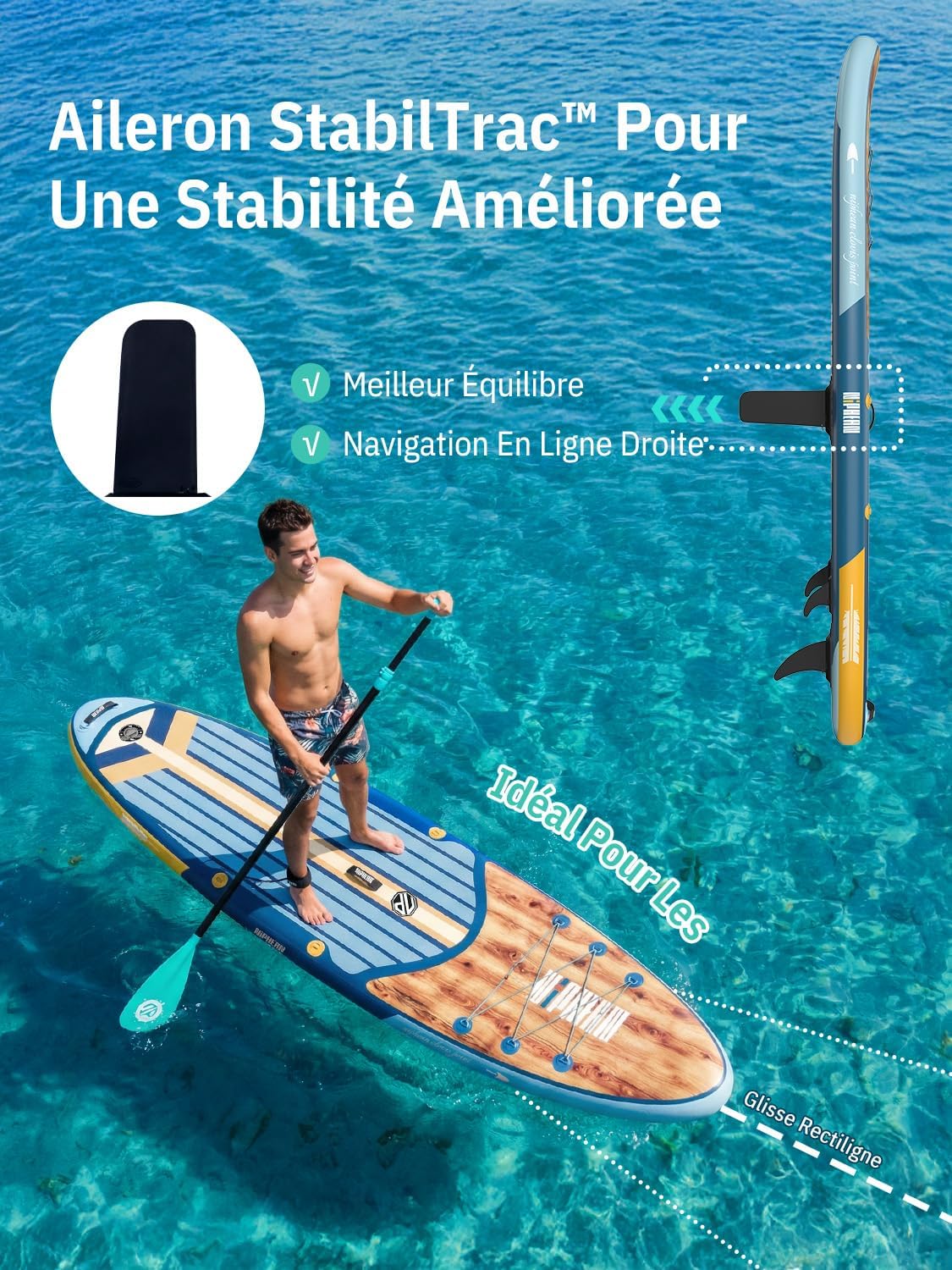 Niphean - Paddle gonflable adulte 320cm, 200kg, siège inclus