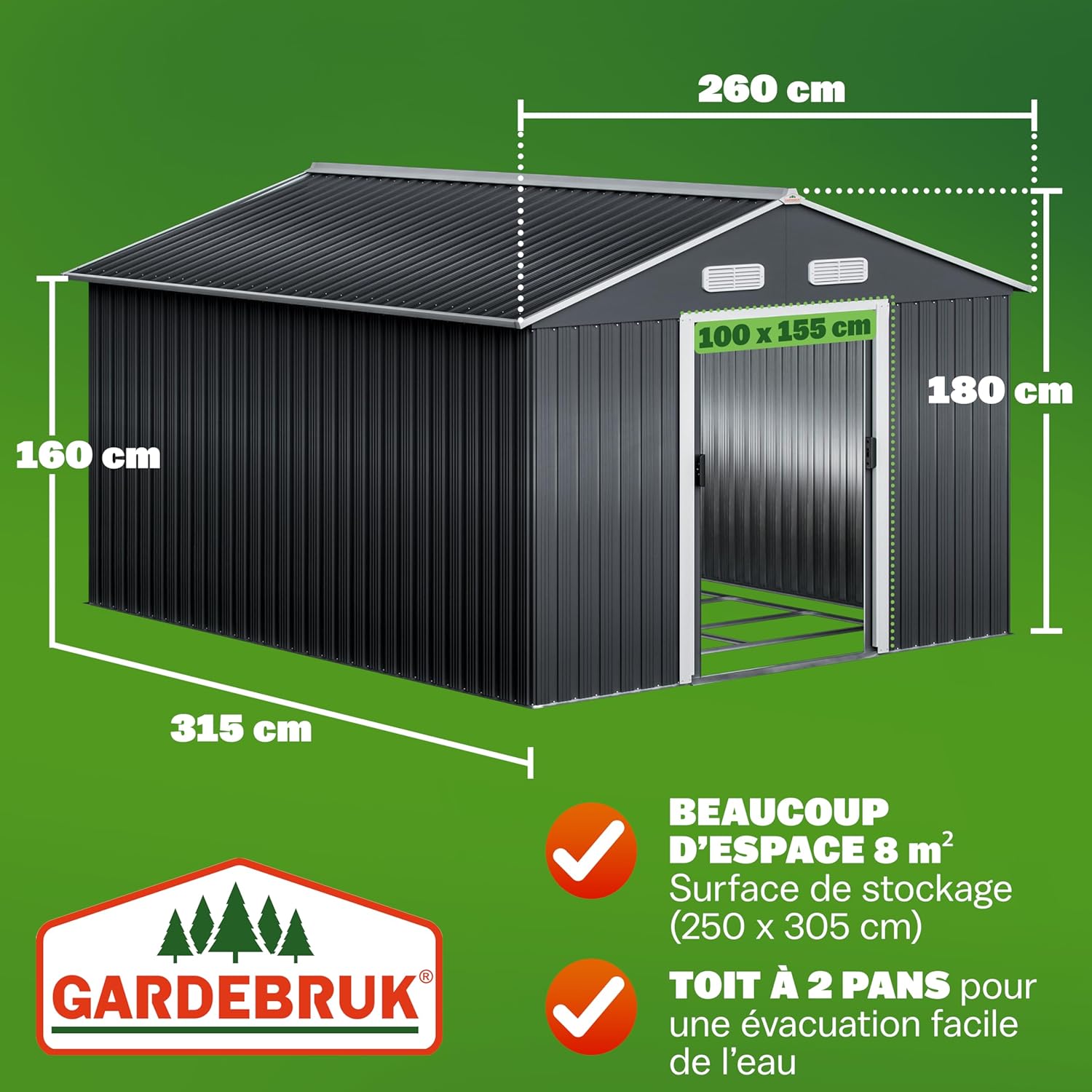 Abri de jardin métal  8m² 