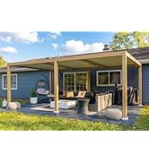 PURPLE LEAF Pergola Bioclimatique en Effet Bois Aluminium 3,5 x 5,5 m, Tonnelle de Jardin Extérie...