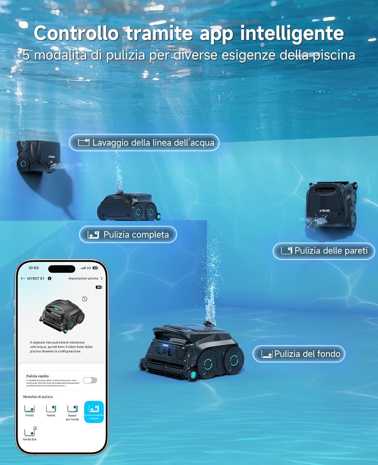 WYBOT - robot piscine OS600 - 120 min autonomie, navigation intelligente