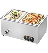 MOOTACO Bain Marie Électrique en Acier Inoxydable, Température réglable, 2X 1/2 GN Récipients ave...
