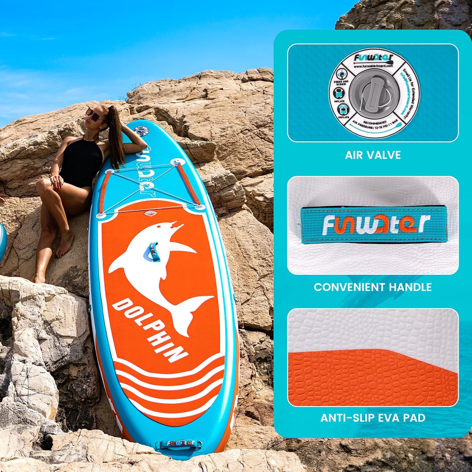 FunWater - planche de surf gonflable - 320x81x15cm - kit complet, accessoires