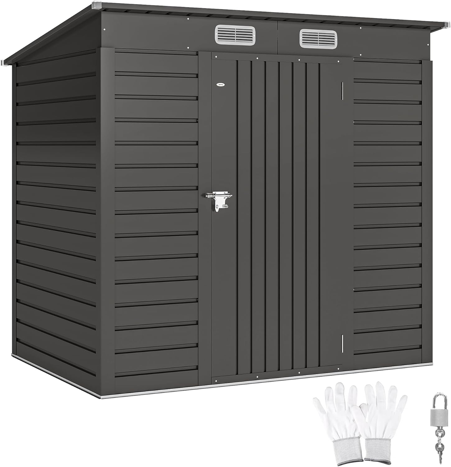 Outsunny - Abri de jardin métal - 191x130x183cm - acier galvanisé, portes verrouillables, aérations