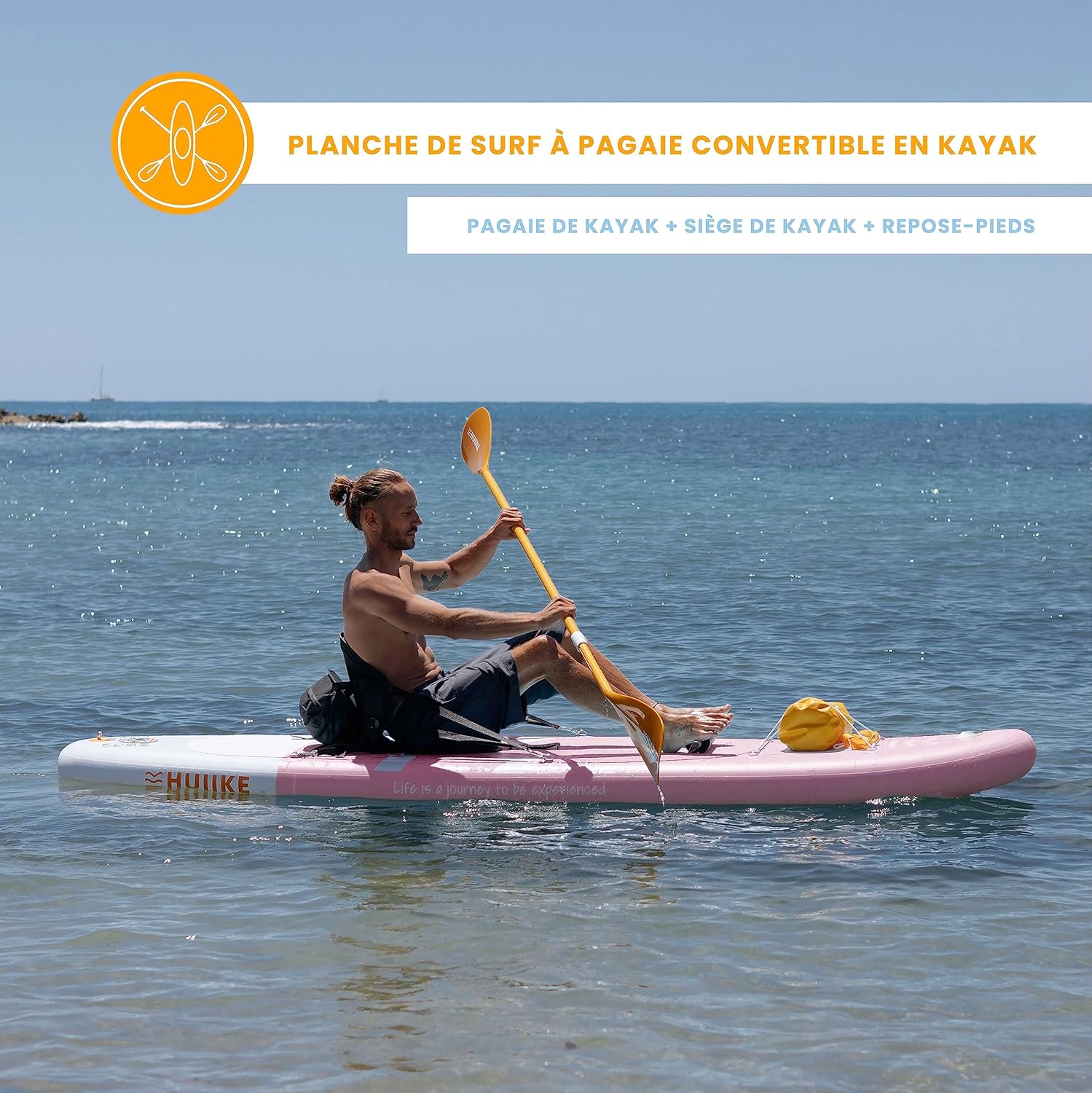 HUIIKE Paddle Gonflable Adulte avec Accessoires Inclus, Pagaie, Ailerons, Pompe. Planche de Stand Up Paddle Grande Stabilité et Résistance. 305 x 84 x 15 cm, Jusqu'à 130 kg