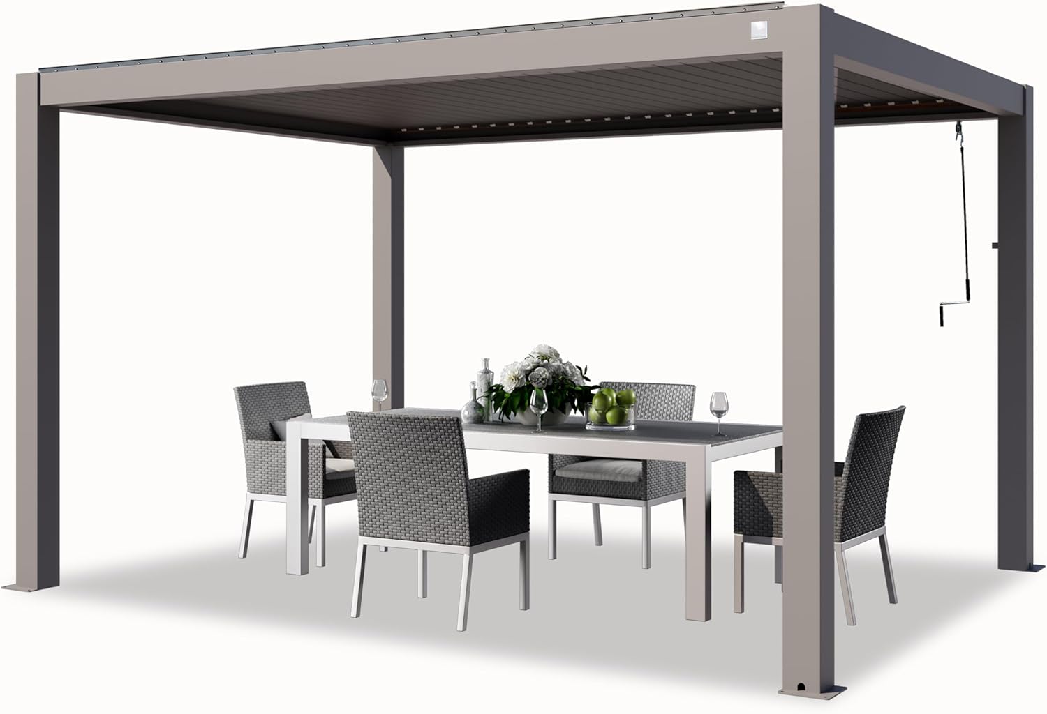 PRIMEYARD - Pergola série aluminium - 3x4 m - lames orientables, gris