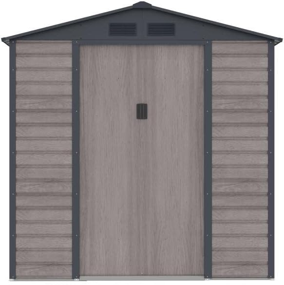 Vente-unique - abri de jardin acier galvanisé 2,79m², effet bois gris - ADELMO