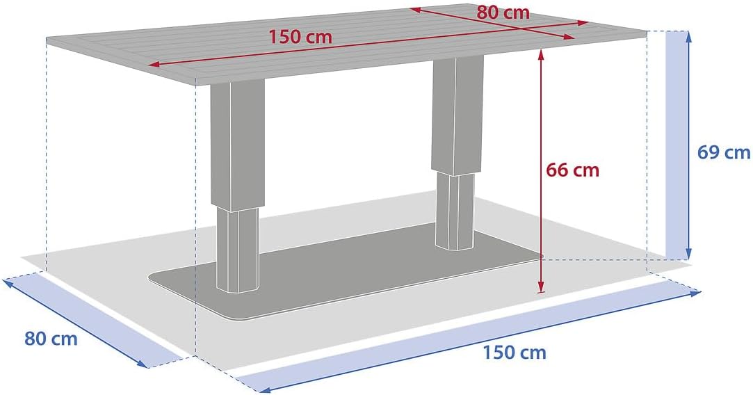 Hespéride - Salimia - 150x80 cm - table relevable, alu anticorrosion