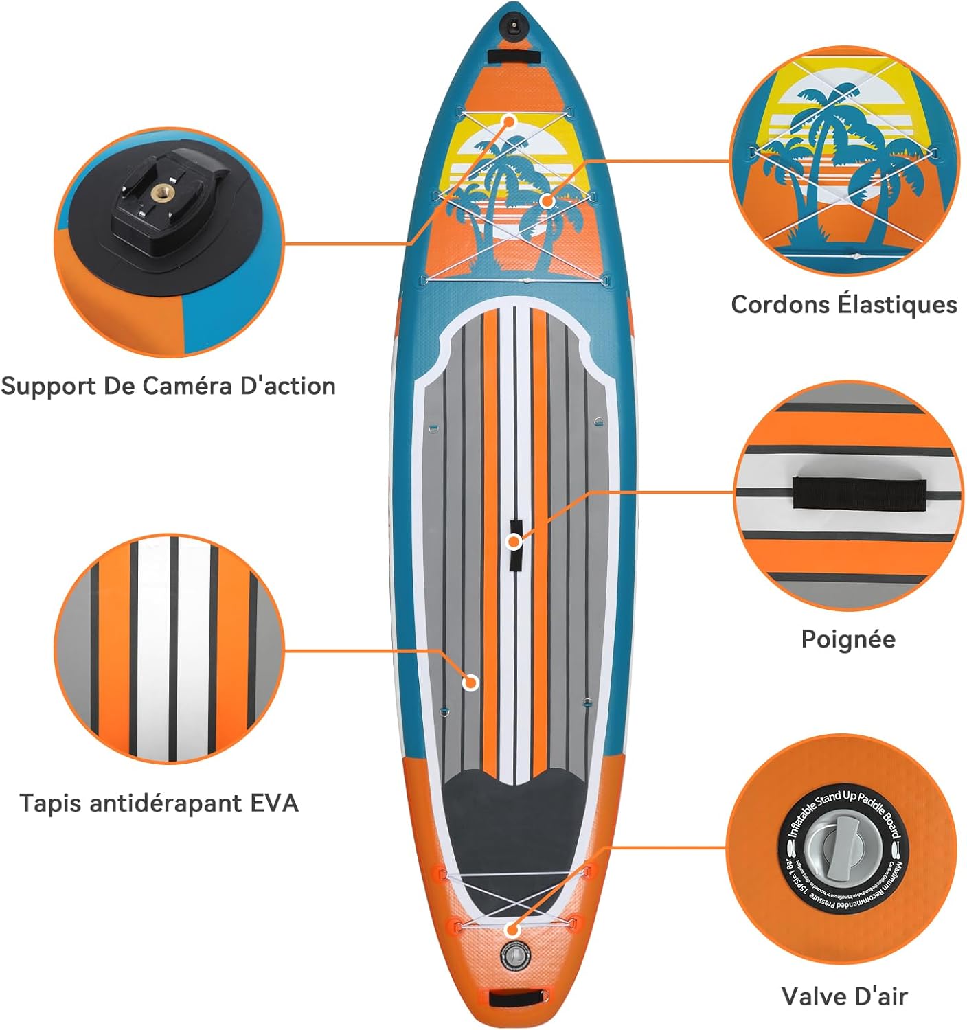 YU YUSING - Paddle gonflable adulte - 320/335cm - 2 personnes, siège kayak, pagaie alu, caméra, pompe, 150kg
