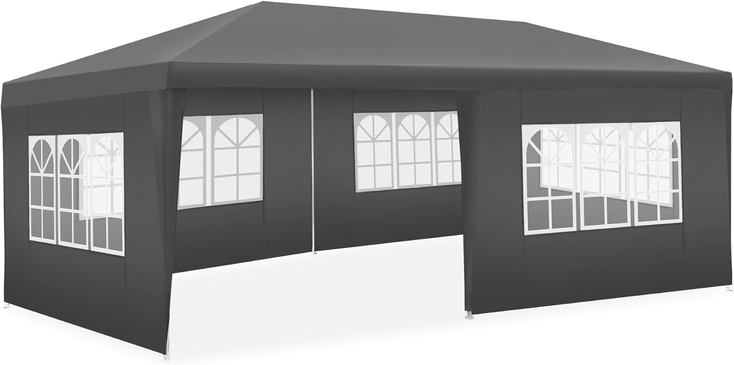 tectake® Tonnelle de Jardin Exterieur 6x3m Tente de Reception Protection UV 30+, Barnum Chapiteau Gazebo Pavillon de Jardin, résistant à l'eau avec Parois Amovibles, Cadre Robuste en Acier époxy