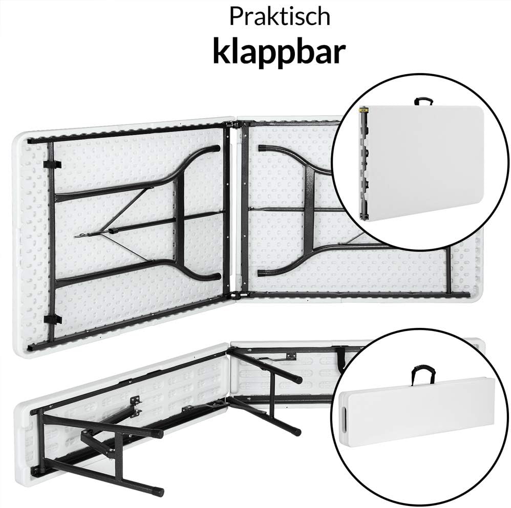 CASARIA - Ensemble table pliante, 180 cm, 2 bancs, 8 pers. terrasse