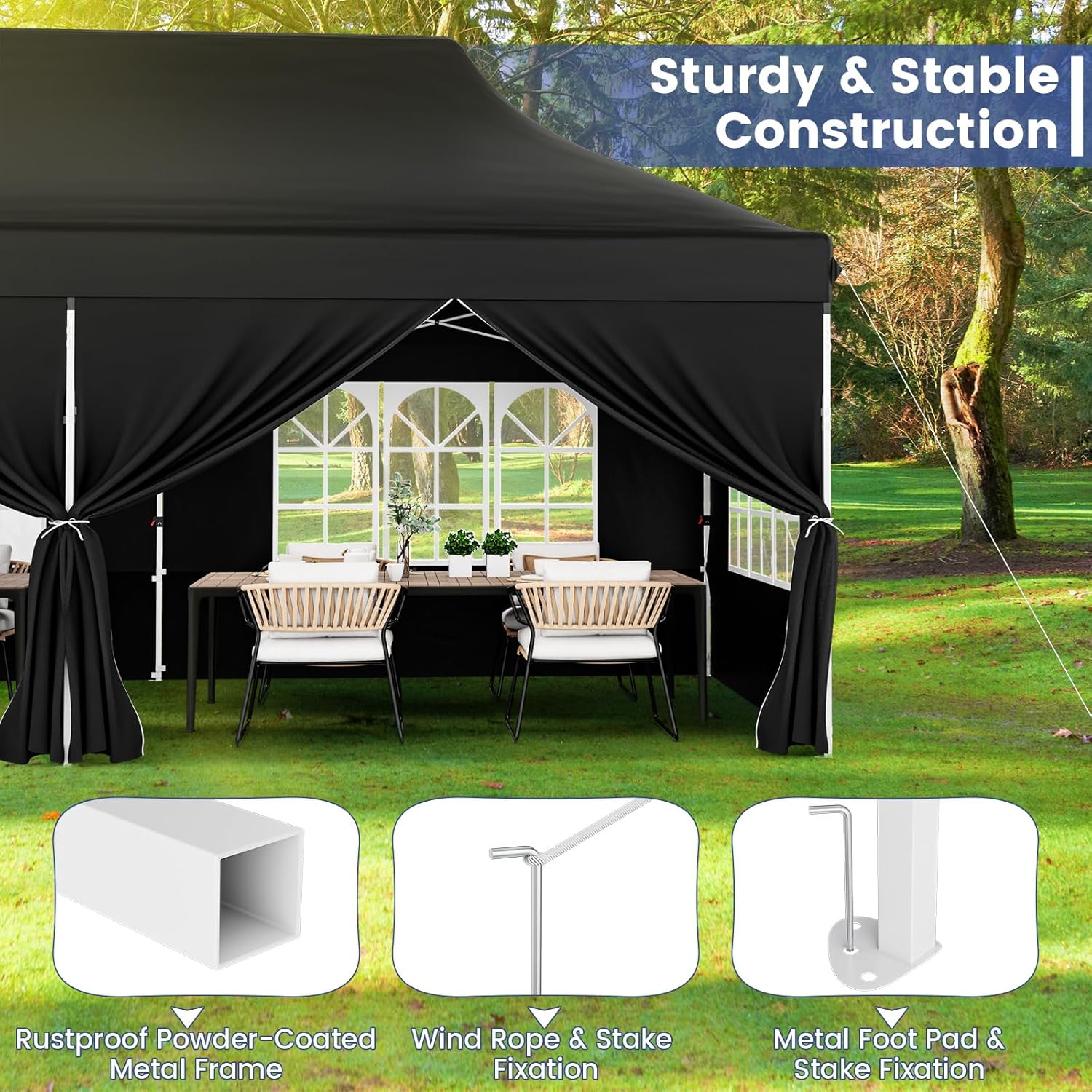 GOPLUS - Tonnelle pliante série jardin 3x6m, imperméable, sac transport, 6 bâches
