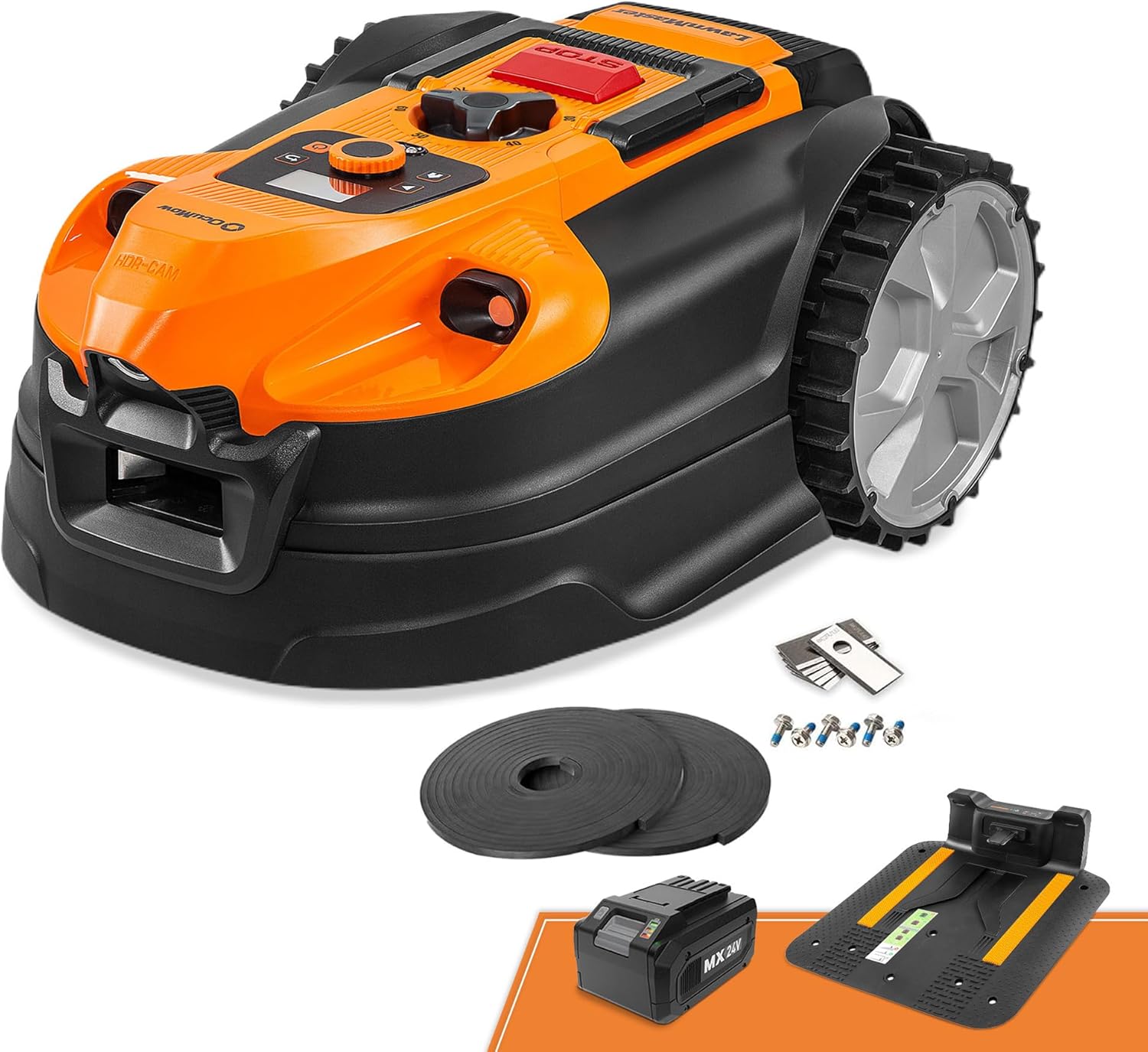LawnMaster - OcuMow série 18 - 800㎡ - Navigation optique, 4Ah, évitement, charge auto - OcuMow®18