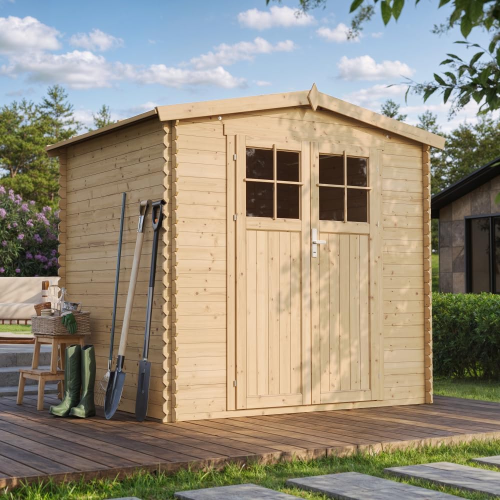 TIMBELA - abri de jardin bois, 4,33m², toit étanche, porte sécurisée, M369F+M369G