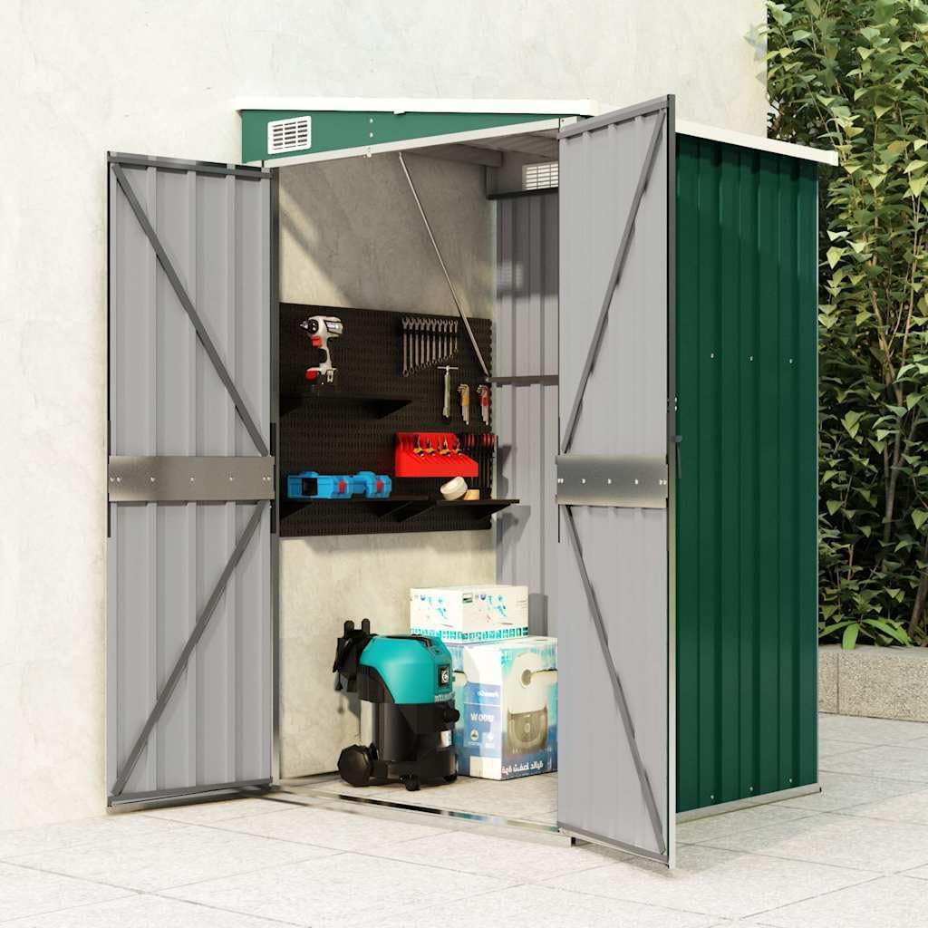 Solivagant Remise de Jardin Murale Vert 118x100x178 cm Acier galvanisé,(22.7 KG)