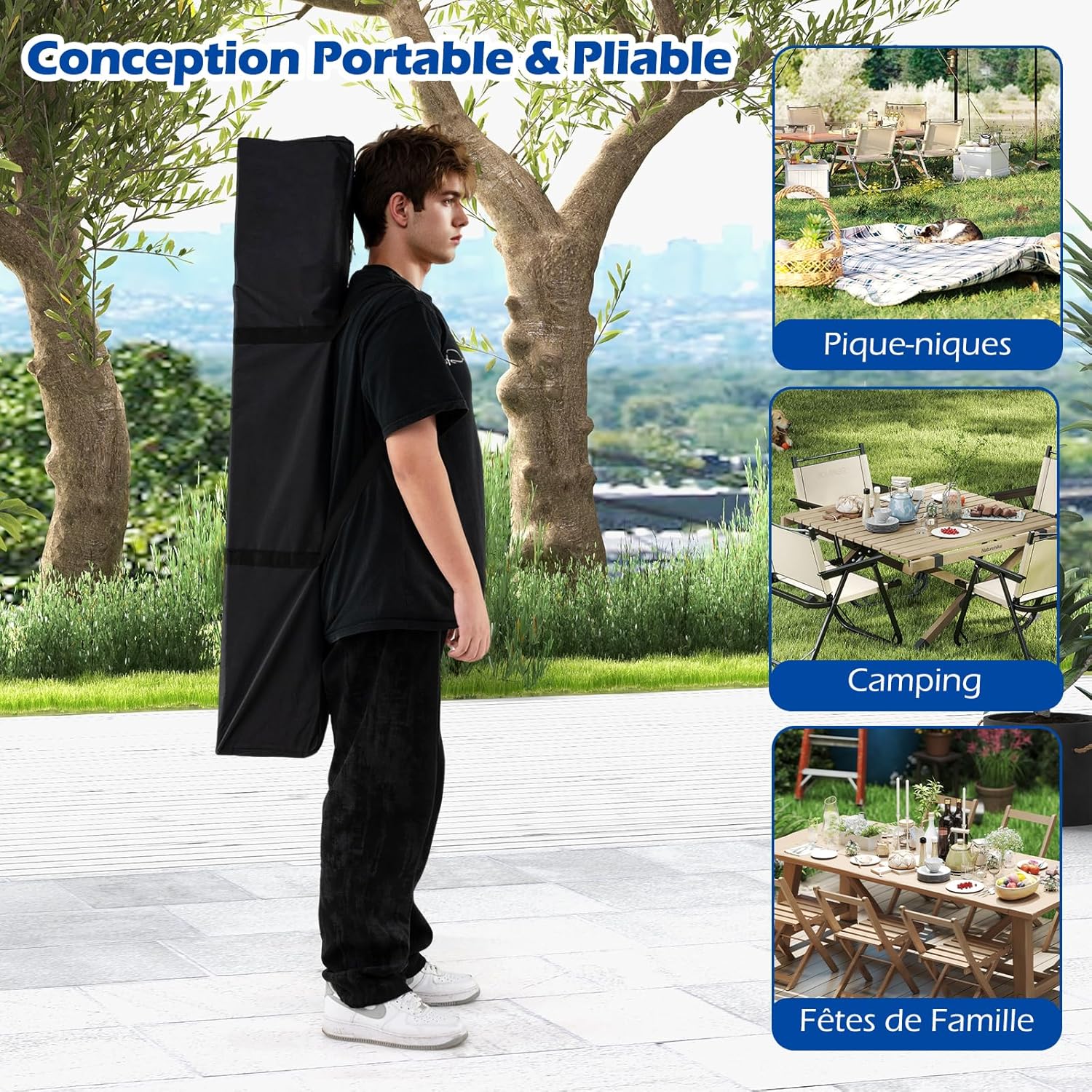 GOPLUS - tonnelle de jardin pliante 3x3m, toit ventilé, sac de transport, protection solaire