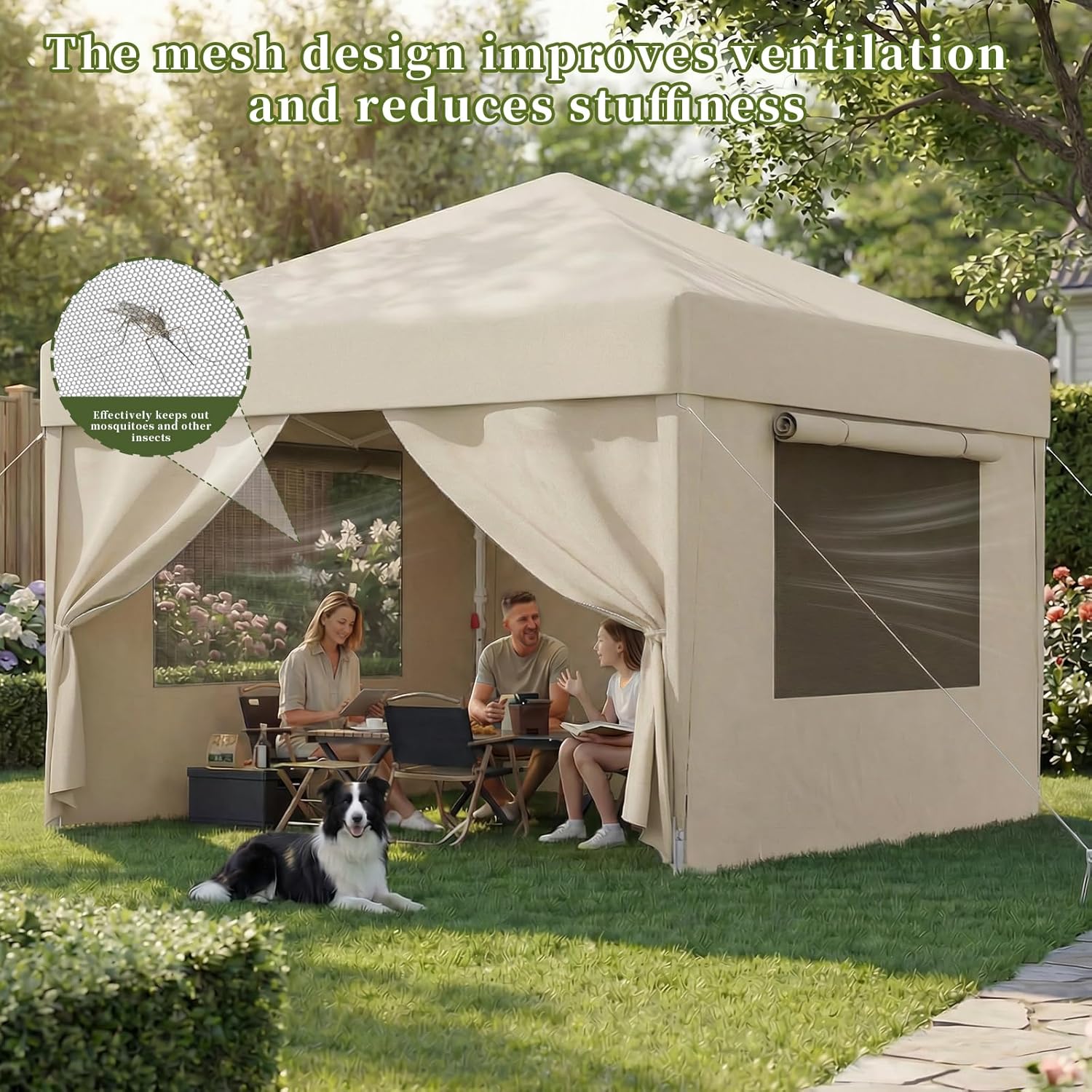 JUMMICO - Tonnelle pliante série - 3x3m - moustiquaire, étanche, anti-UV
