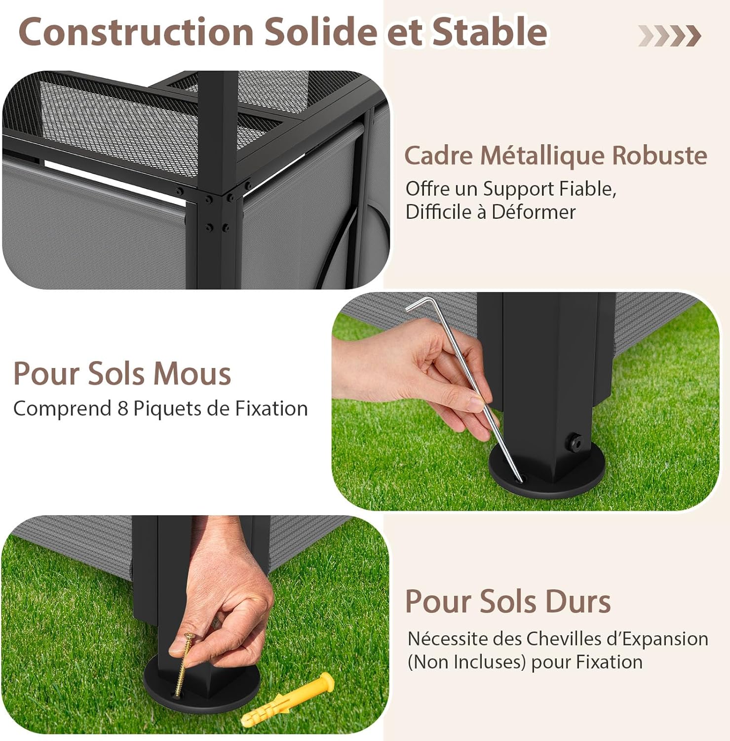 COSTWAY - Tonnelle barbecue 3 pcs - table/bar étagères métal, chaises pliables, auvent double toit, gris