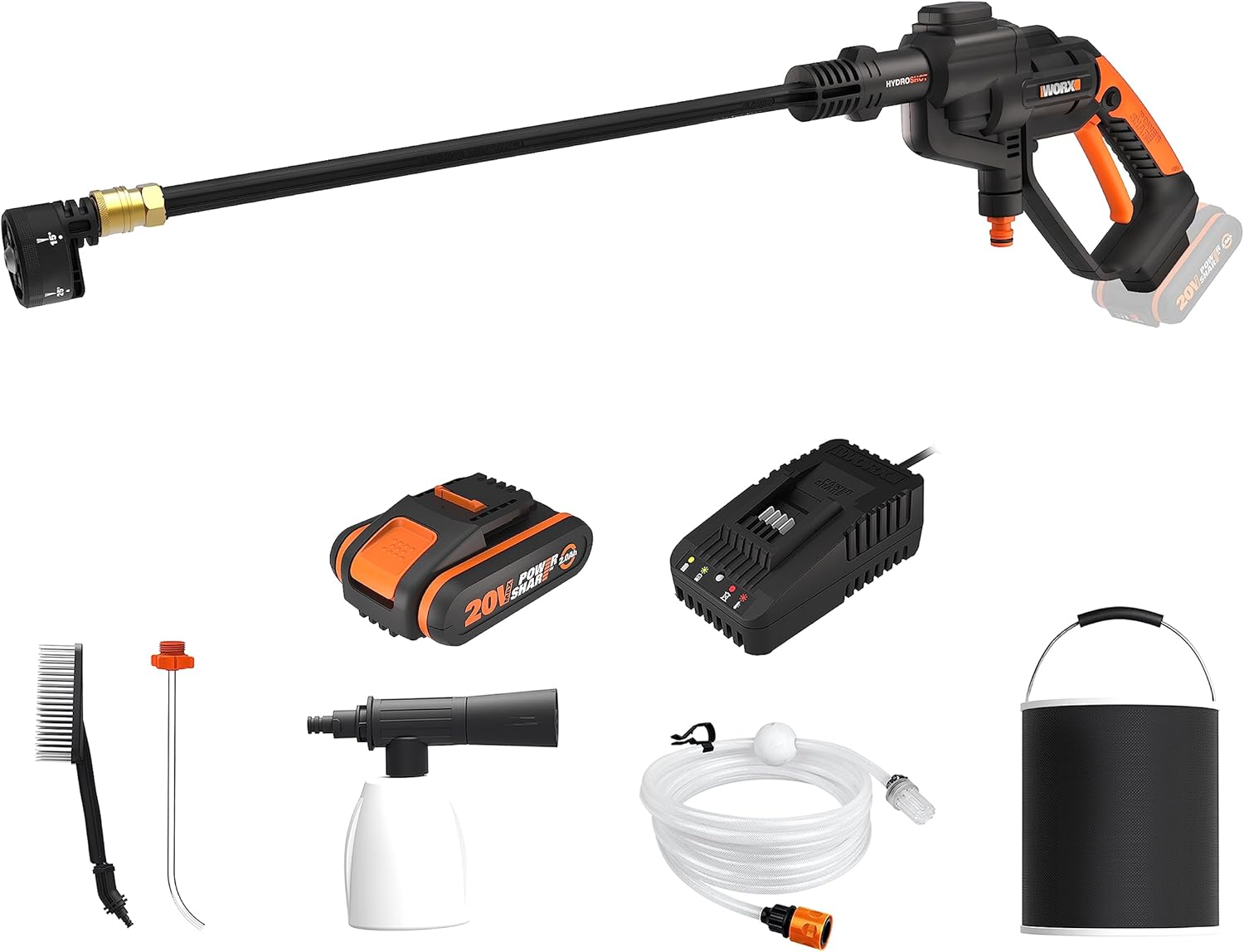 WORX - nettoyeur haute pression 20V, sans fil, portable, 1 batterie, accessoires - WG620E.2