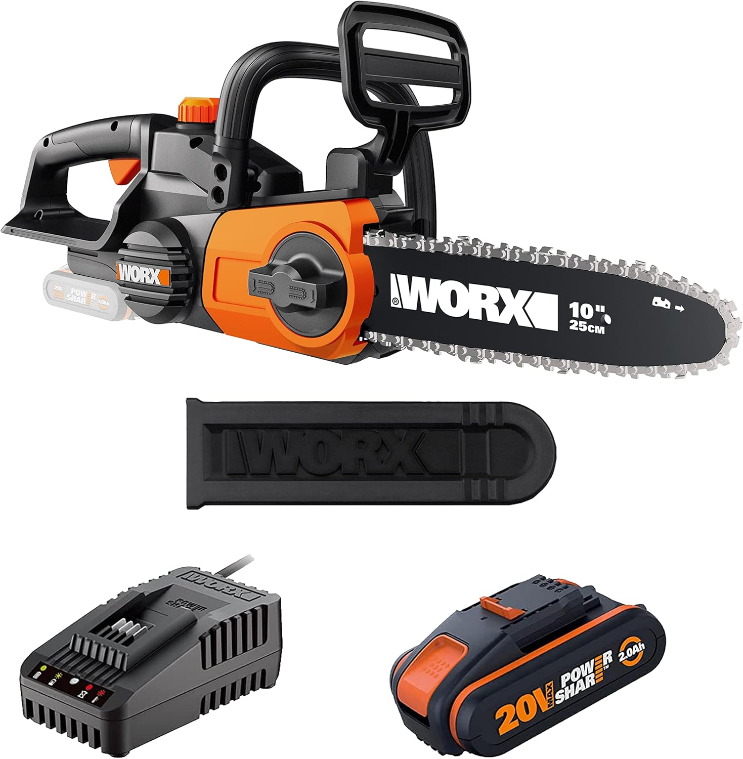 WORX - tronçonneuse sans fil série WG - guide 25cm, légère, 20V, batterie incluse - WG322E.1