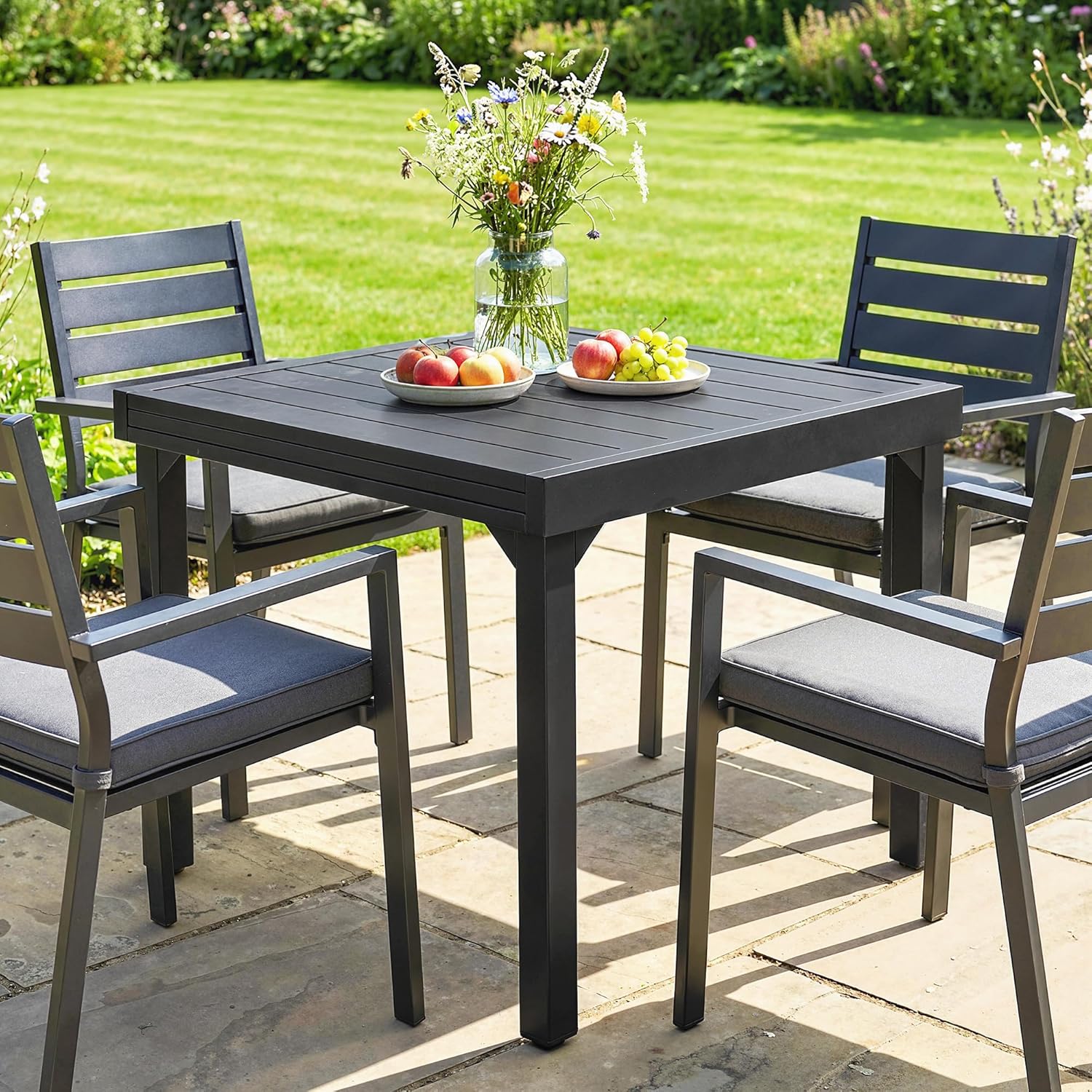 Outsunny - table extensible aluminium/acier - 160/80x80x75 cm - noire