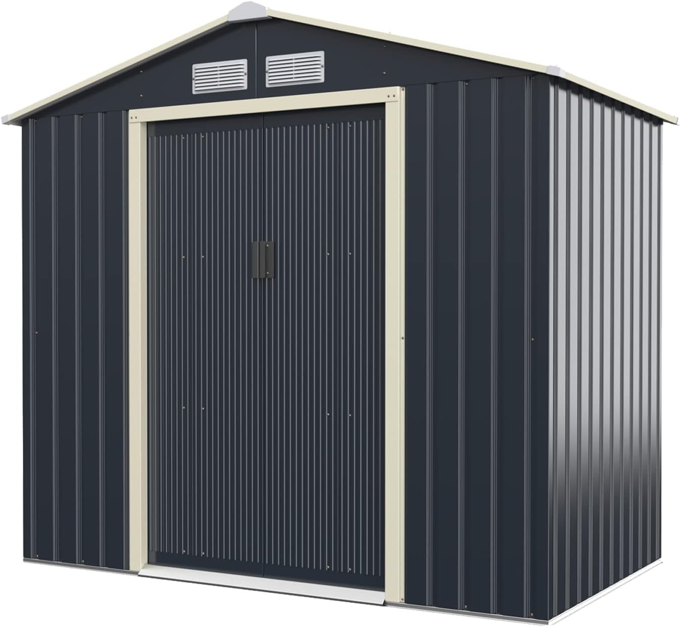 GOPLUS 2,37㎡ Abri de Jardin Métal Galvanisé, Cabine de Jardin Extérieur Portes Coulissantes, Résistant aux Intempérie, 4,63m³, Cabane de Rangement à Outils, 213 x 127 x 195 cm, Gris