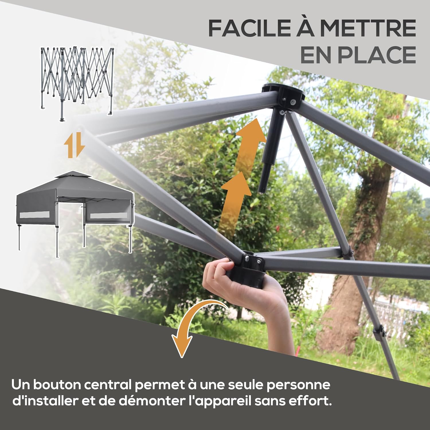 Outsunny - barnum pop-up 5x3m - 2 parois réglables, sac à roulettes