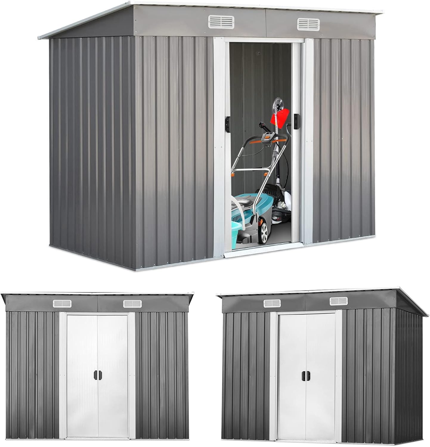 RELAX4LIFE - abri de jardin acier galvanisé 238x131x181cm, ventilé, double porte - RELAX4LIFE3,11㎡