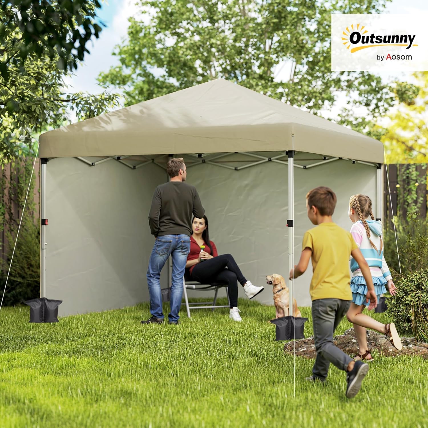 Outsunny - tonnelle pop-up réglable - 297x297x288cm - UV 30+ 2 parois
