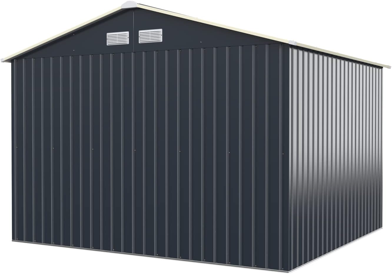 RELAX4LIFE Abri de Jardin Métal 7m2 avec Abri d'Extension Porte Coulissante, Cabane de Jardin Extérieur 267x256x202cm Outils de Jardin résistant aux intempéries, KX7177KV+FR