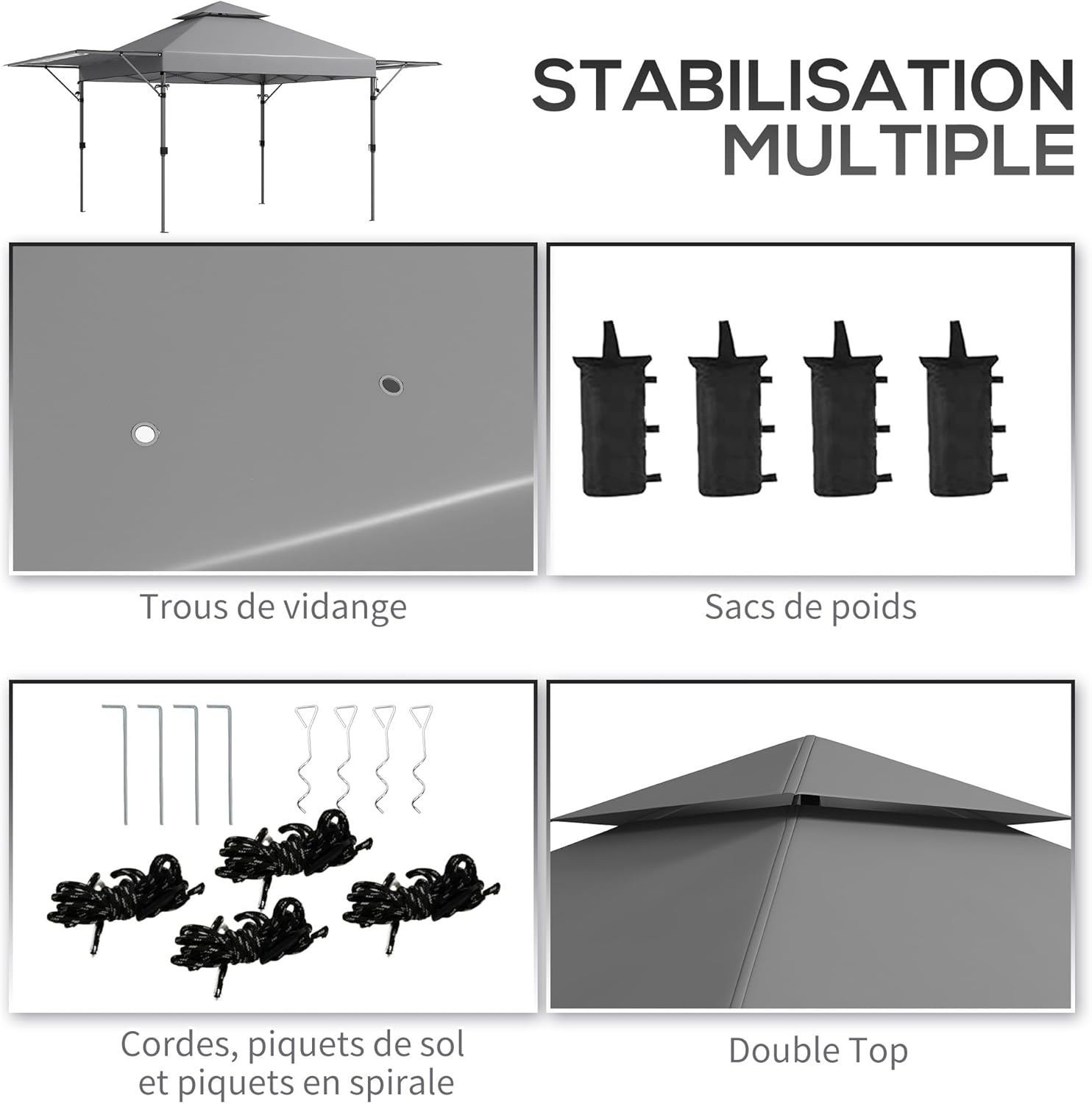 Outsunny - barnum pop-up 5x3m - 2 parois réglables, sac à roulettes