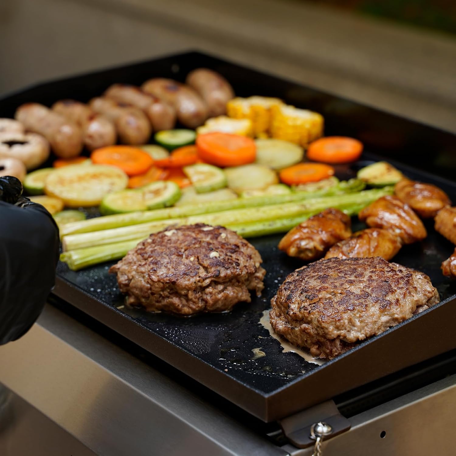 onlyfire - Plancha gaz inox - 57x36cm - 3 brûleurs, 7kW, céramique, pieds pliables