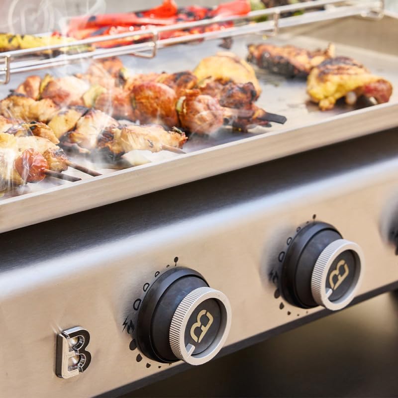 Brasero - Silvia EVO 3 - 67x34 cm - 3 feux inox, réchauffe, 7,95KW