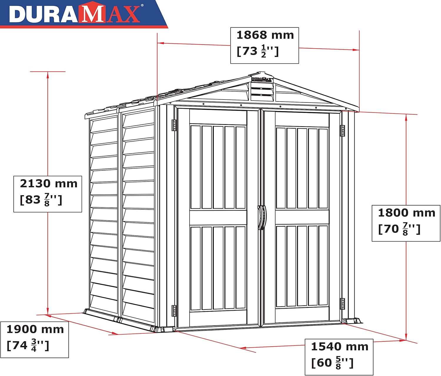 Duramax StoreMate PLUS 6 x 6 (3.65 m²) Abri de jardin en plastique avec plancher en plastique robuste et 1 fenêtre fixe, structure de toit en métal robuste, sans entretien, Gris foncé/ Adobe