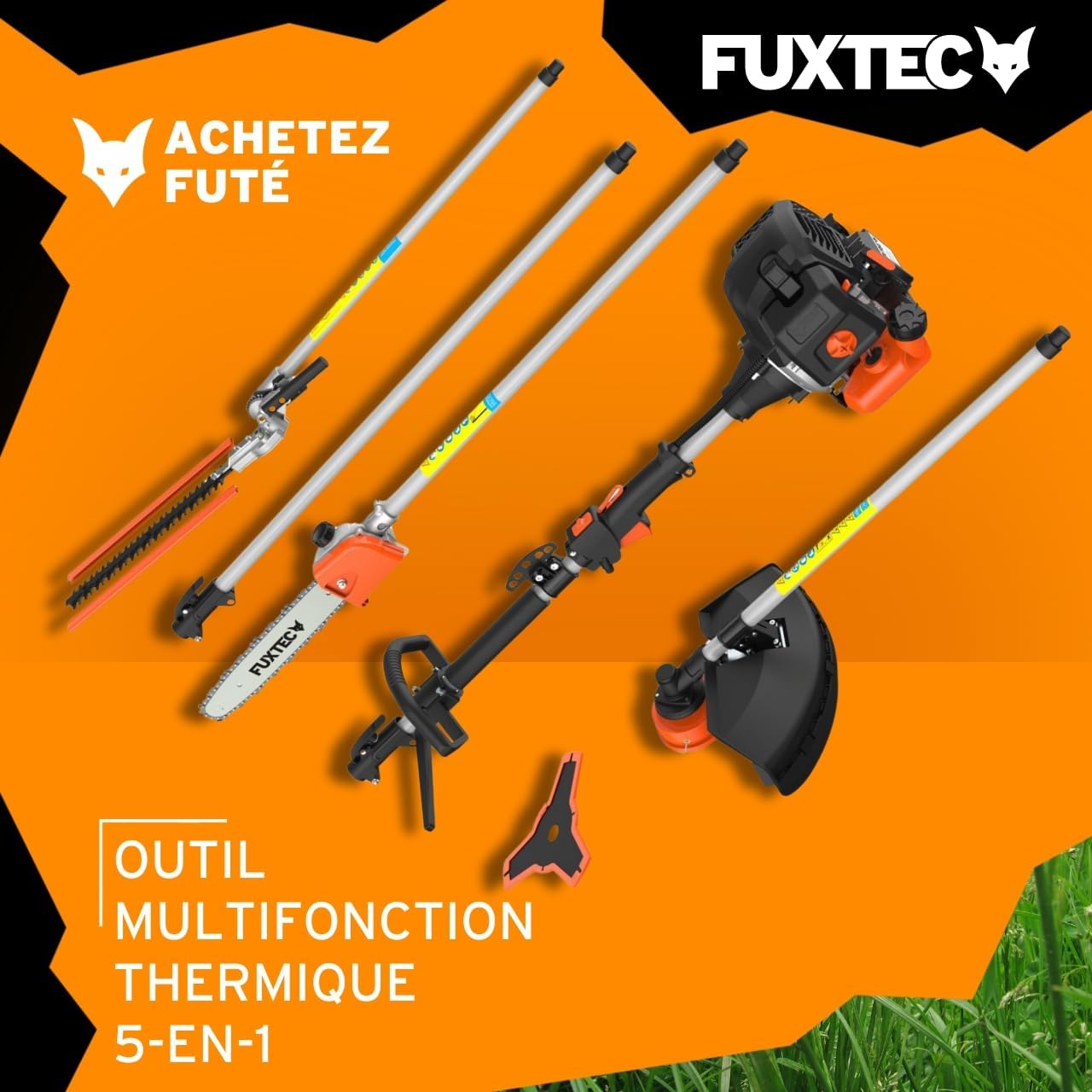 Fuxtec - débroussailleuse 52cm³ 3CV, multifonction thermique, rallonge 1m, FX-MT152E