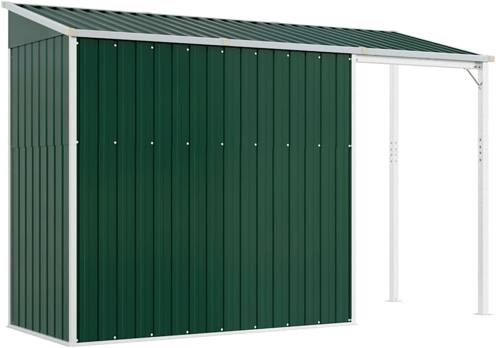 Générique Abri de Jardin avec Toit prolongé Vert 277x107x181 cm Acier, Maison & Jardin, Pelouses & Jardins, Vie en extérieur, Structures extérieures, Cabanes & abris de Jardin, Vert, (Poids 41.56KG)