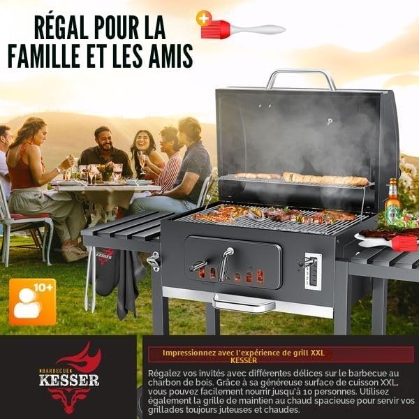 KESSER - Barbecue XXL - grand format, couvercle, roues, accessoires
