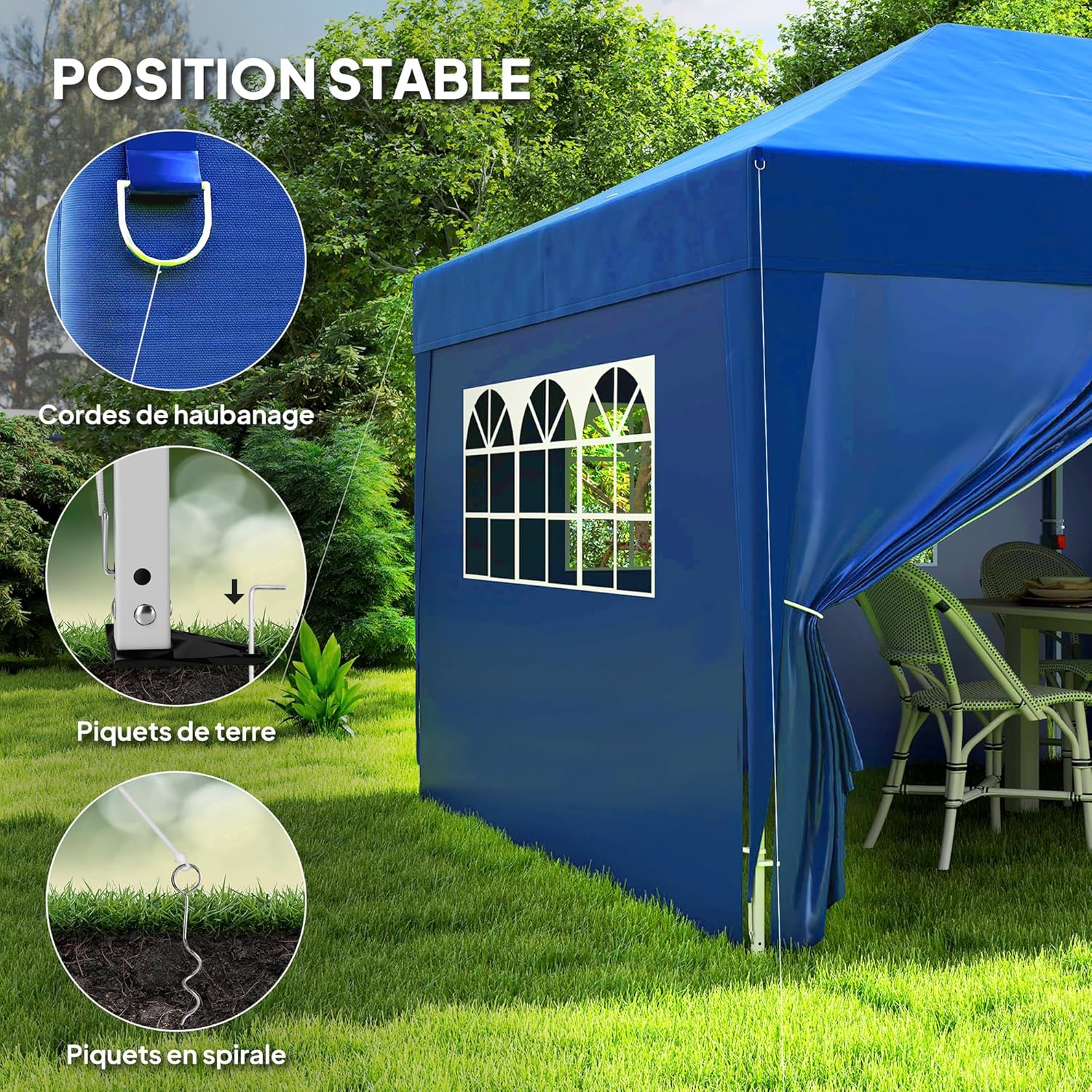 Outsunny Tonnelle de Jardin Exterieur tonnelle Pliante 3 x 6 m Pop-up avec 6 parois latérales, Trous de Drainage, Sac de Transport Inclus, Barnum Pliant pour Camping Festival Mariage, Bleu