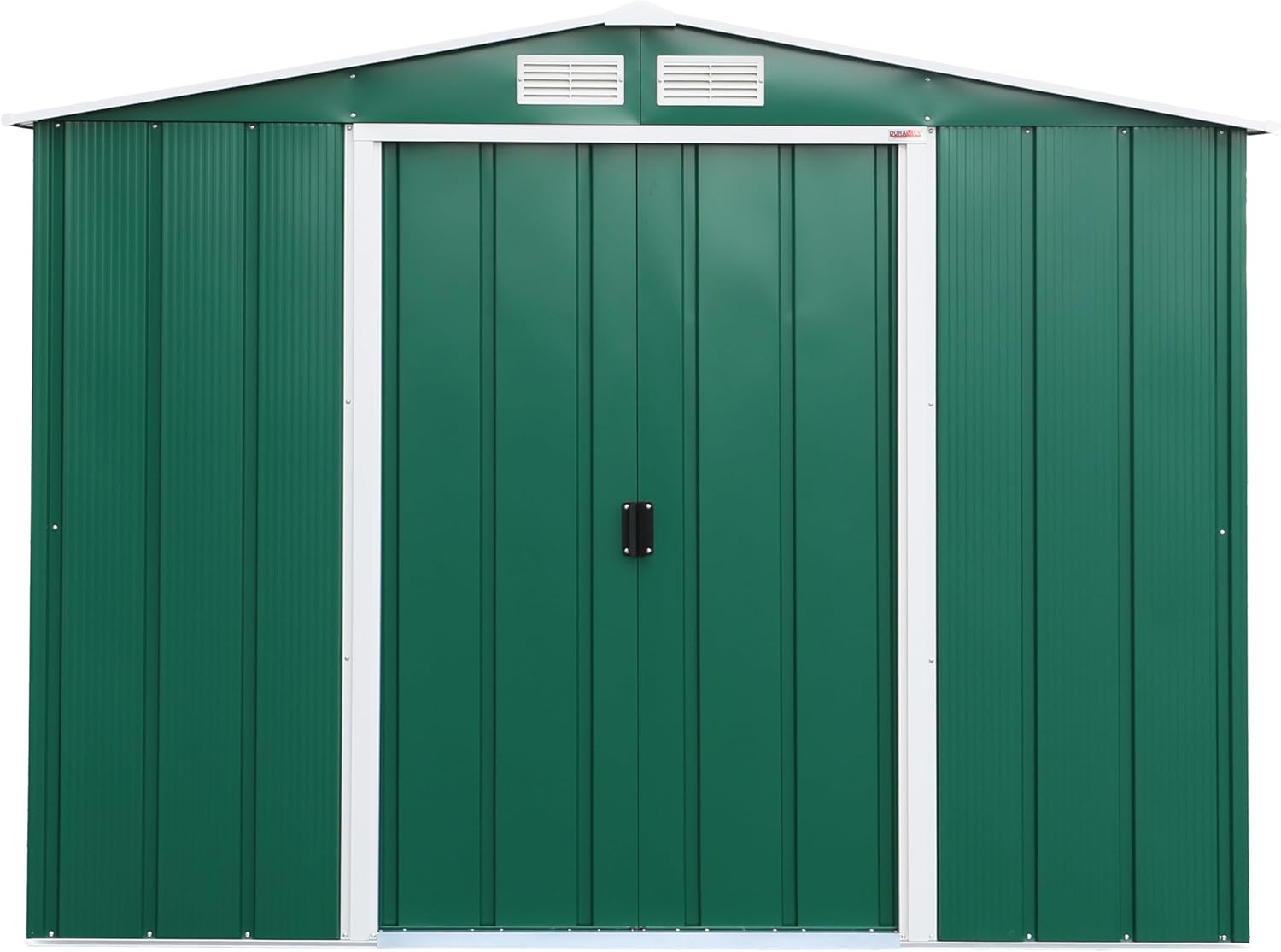 Duramax ECO 8 x 8 (5.89 m²) Abri de Jardin en Métal Galvanisé à Chaud, Abri de Stockage d'Outils, Structure de Toit Renforcée, Abri en Métal Sans Entretien, Vert