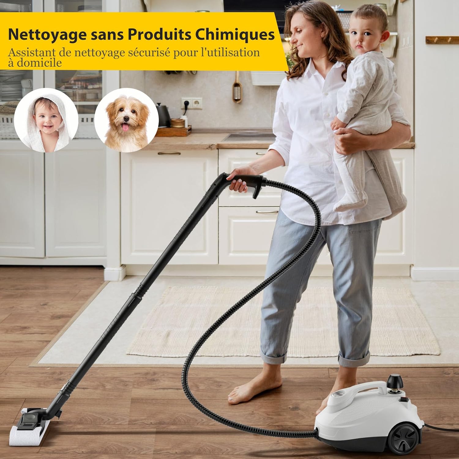 RELAX4LIFE - Nettoyeur vapeur 1,9L - 2000W, 5 bar, 15 accessoires