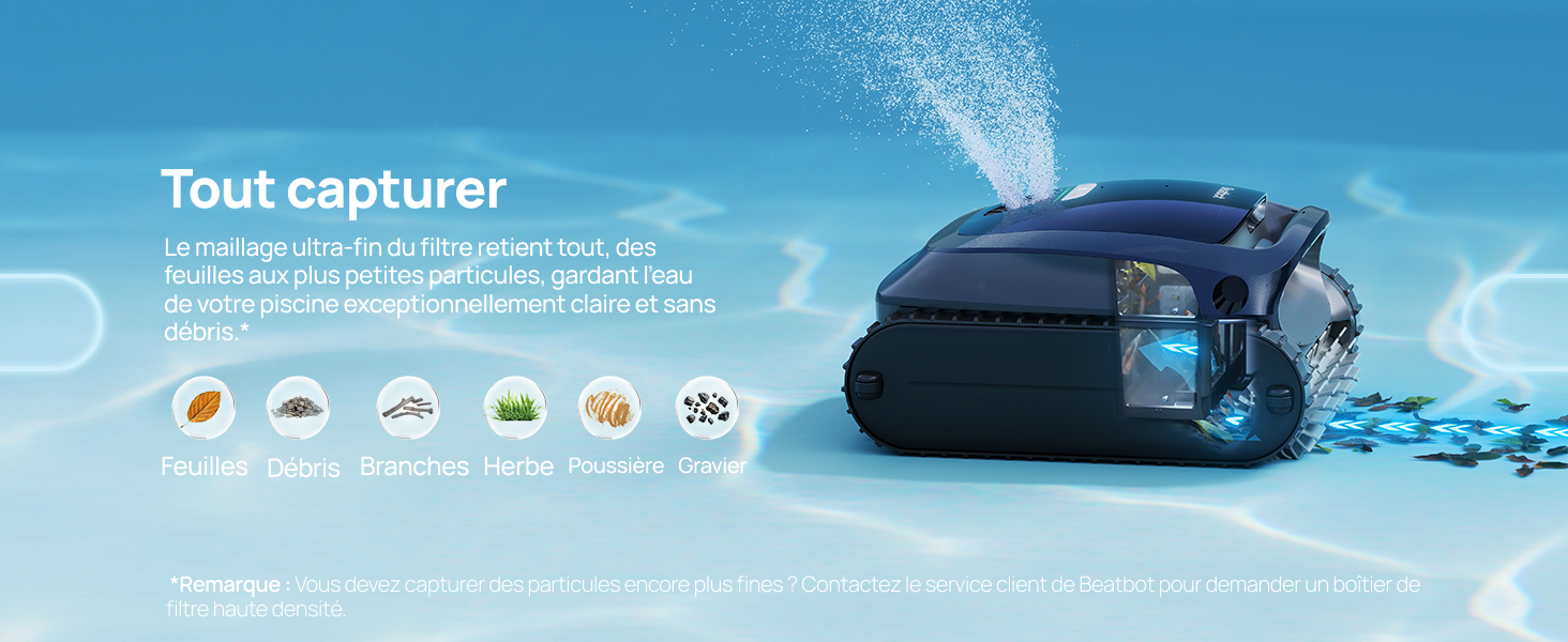bleu à double lentille, pulvérisant de l'eau. Les icônes ci-dessus indiquent différents modes de capture, notamment le soleil, la pluie et le flocon de neige