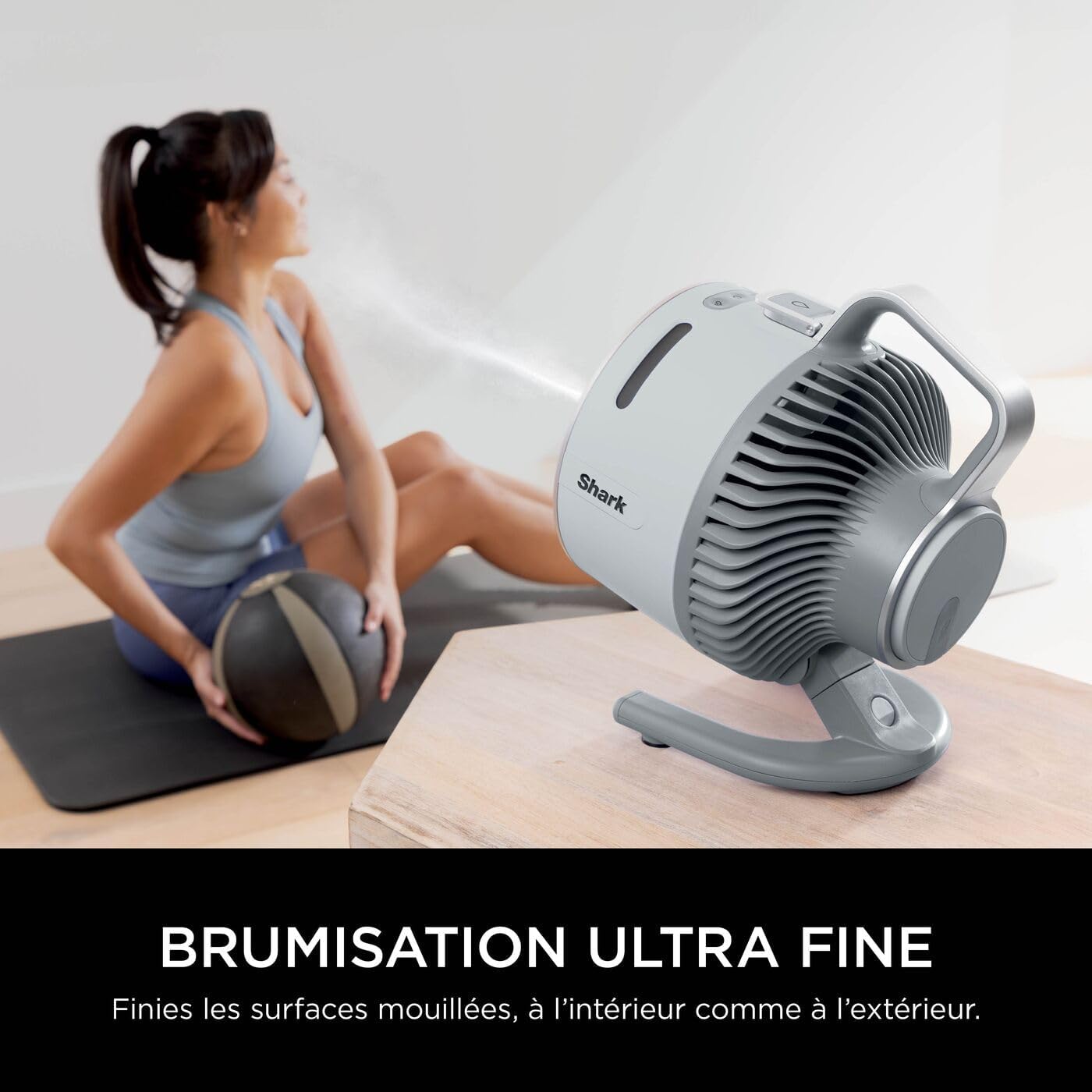 Shark FlexBreeze HydroGo, ventilateur brumisateur portable, rafraîchisseur d'air silencieux intérieur/extérieur, discret et durable, avec/sans fil, léger, 5 réglages de vitesse, Colombe FA050EUDV
