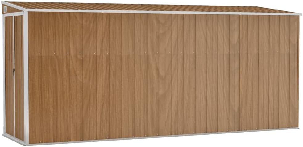 vidaXL - Abri de jardin mural - 118x382x178 cm - acier galvanisé, rangement outils, extérieur, marron